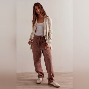 Free People Hayden Pull-On Pants XS Brown Cargo Utility Loose Baggy New